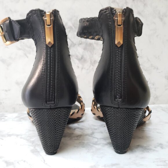 Black/Nude Ankle Strap Sam Edelman Women's Silvia Wedge Sandal 8.5 - Picture 6 of 14